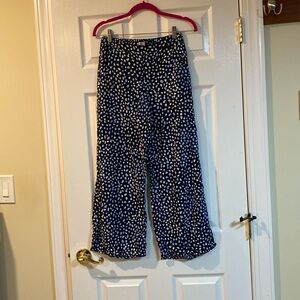 Wide leg pull-up dressy casual pants navy and light blue